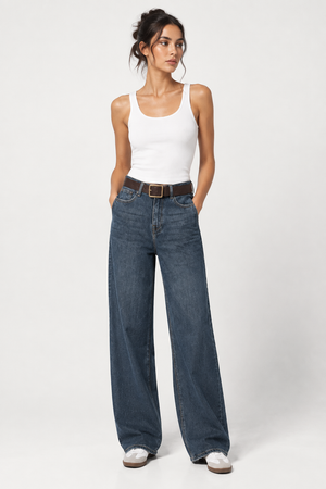 JEANS A PALAZZO CON CINTURA