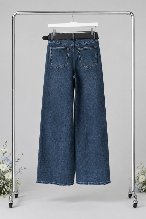 JEANS A PALAZZO CON CINTURA