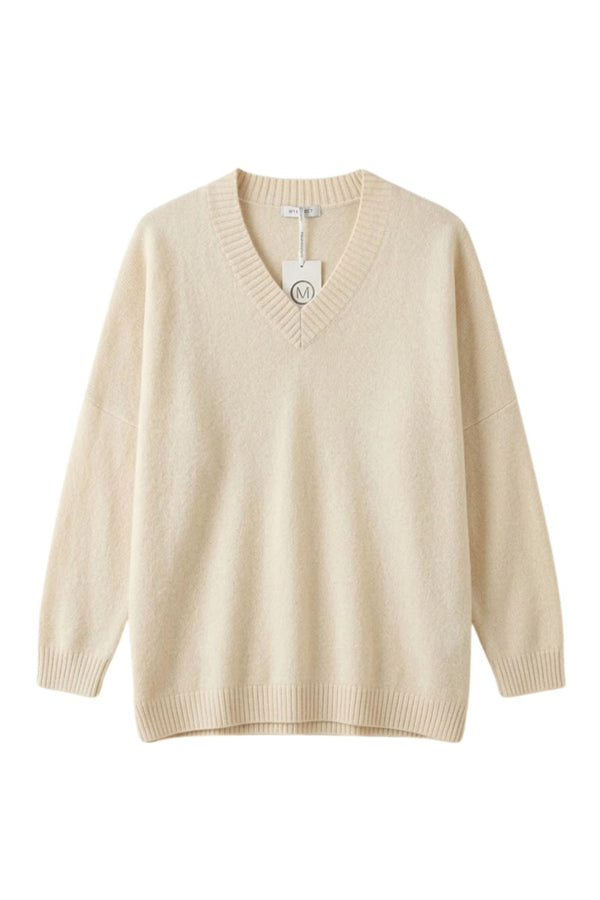 COMPLETO IN MAGLIA OVER SCOLLO A V & PANTALONI A PALAZZO